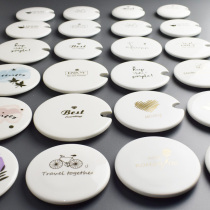 Ceramic cup cover single sell white ceramic cup cover cartoon dust-proof large general round accessories pure color lid