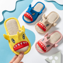 Childrens linen slippers summer spring and autumn cute girls boy home indoor floor children baby slippers non-slip soft bottom