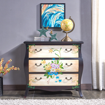 American country solid wood large three-drawer cabinet painted Chinese style sideboard to make old classical porch furniture storage storage cabinet