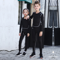 Childrens basketball training suit Boys basketball suit set with long-sleeved bottoming tights Quick-drying jersey girls