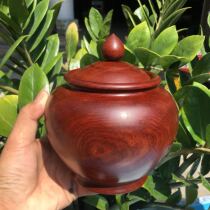 Mahogany tea jar Myanmar flower pear big fruit red sandalwood new storage tank spire tank storage tank deep red old material process