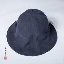 Chinese style autumn and winter mens linen art plus velvet fishermans hat retro wind cotton linen mens hats Chinese mens hats