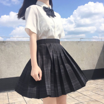 Original jk uniform skirt suit Short sleeve summer genuine spot black grid skirt for primary school students Japanese school for short skirt women
