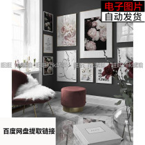 Nordic Modern Brief Abstract Line Flowers Small Freshener Combined Decoration Painting picture Core Electronic Photo material