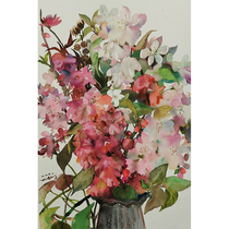 (originally made) Central American Academy Xiao sunny < Spring in vase > Unmounted 46 * 32cm paper this watercolor painting