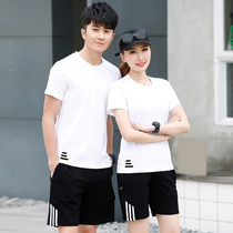 Style official website flagship store casual short-sleeved sports suit womens summer pure cotton couple t-shirt running suit Mens clothing