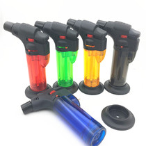 Acrylic plastic straight punching lighter butane inflatable lighter with base separating smoke hopper cigar lighter