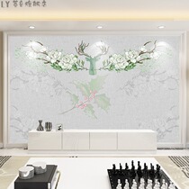 3D Solid Personality Nordic Wall Paper Hand Painted Elk Flowers Wallpaper TV Background Wall Mural Art Suya Wall Cloth