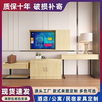 Hotel Furniture Steel Wood TV Cabinet Combo Modern Quick Guesthouse Famous and writing table hanging clothes plate wearing view mirror bed