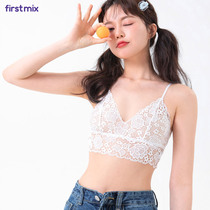 FIRSTMIX Japanese girl hollow lace bra without rims Triangle cup underwear small chest sexy bra female