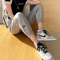 Grey Sports Pants Woman Spring Autumn 2022 New Loose Broadleg Casual Bunk Foot 80% Little Subguard Pants Summer Thin