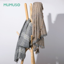 MUMUSO Hibiscus life scarf womens autumn and winter fashion double-sided check British wind warm shawl