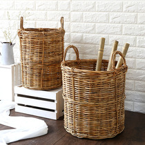 Kens diamond rattan choreography with lifting handle containing barrel American rattan sweaty clothes basket large containing basket green plant flower pot cover