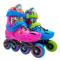 Fess Children Wheels Skating Shoes Suit Flat Flowers Casual Skates Flower Style Roller Skates Flower Style Dry Skate Straight Row Wheels E2 Training