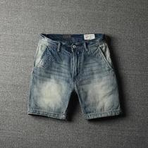 Denim shorts mens three quarter pants Super shorts Tide brand summer European and American retro wash nostalgia 3 points 4 points pants tide