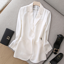 Japanese drape heavy texture blazer 2021 new spring and autumn thin white suit womens coat long temperament