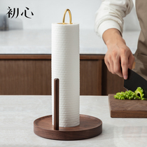 Nordic kitchen napkin roll tissue rack household solid wood non-perforated table table top vertical roll paper storage seat
