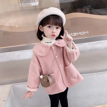OKAIDI French girl lamb suede jacket trendy autumn and winter female baby Korean version Princess Mao sweater net red blouse