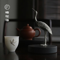 Crane creative handmade pure tin carving line incense sandalwood stove tea room home office smoked aromatherapy stove decoration handmade