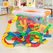 3-6-8 years old early education puzzle childrens baby spell plug build soft strip building blocks Kindergarten enlightenment intelligence