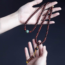 Hainan Huanflower pear (Jingju) 6x7mm 108 drops of fragrant yellow sandalwood to play the Buddha Pearl Bead Bracelet