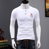 Summer short-sleeved T-shirt mens polo shirt half-sleeved cotton embroidery lapel business Paul shirt trend mens plus size