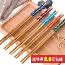 Home bamboo chopsticks home restaurant fast food Chinese chopsticks hot pot chopsticks wax-free solid wood chopsticks pointed long chopsticks