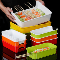 Top grid imitation porcelain skewers plate rectangular melamine tableware commercial plastic hot pot restaurant skewers selection display plate