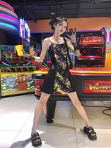 Edge Wave Original rock Ji-like Bad Flowers and wind gold splicing harnesses Dress Advice Buy