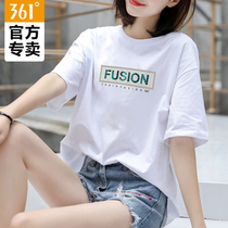 361 Sports Short Sleeves Women 2022 Summer New Casual Loose Half Sleeves Blouse 361-degree Comprehensive Rounded Collar T-shirt Woman