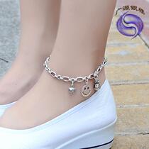 925 Silver Smiley Face Lotus Net Red Foot Chain Woman South Korea Brief Personality Fashion Sexy Little Crowdsourced Frosty Wind Ornaments