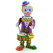 Clown drumming retro gift toys personality decoration ornaments photography props childrens room Iron paper clockwork toys