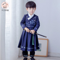 Little Hanfu Boys Autumn New Baby Chinese Retro Embroidery Jade Peixian Improved Chinese Style Tang Dress