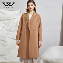 Vimili high-end camel with long-style two-sided cashmere dresses and womens autumn winter new style Temperament Fur Coats