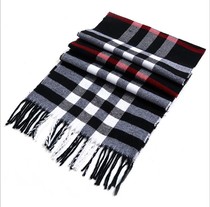New autumn and winter English plaid scarf mens imitation cashmere warm scarf bib thick tassel scarf direct sales