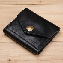 Vintage leather mens small wallet washed wrinkle effect casual small wallet change bag first layer cowhide youth