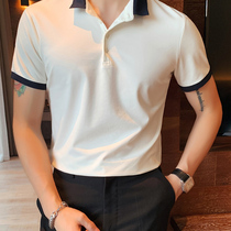 2021 summer new POLO shirt mens British slim-fit lapel ice silk short-sleeved T-shirt light familiar business casual trendy brand