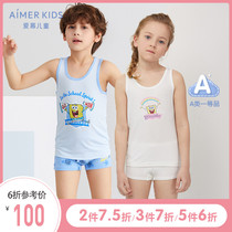 21 New love childrens 2-year-old angel vest MODAL Spongebob squarepants print men and women children wear the bottom outside the vest