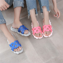 Bathroom non-slip donut slippers Female summer couple home indoor bath quick-drying cool drag Soft bottom hollow hole drag