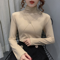 Semi-high neckline dresses undershirt woman autumn winter new Korean version grinding Mao T-shirt long sleeve tight fit with a little riding of the ocean