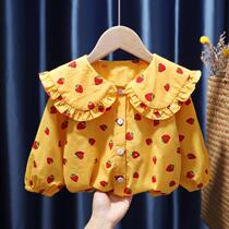 Girls shirt foreign baby shirt 2020 Spring and Autumn childrens clothing lapel casual top Children Strawberry shirt children tide
