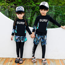 Childrens swimsuit Female boy girl split long sleeve sunscreen parent-child swimsuit girl Medium and large boy wetsuit female