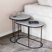 Italian minimalist light luxury rock board corner several living room sofa side several small tea table side table simple iron side cabinet
