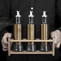 Japanese rose gold stainless steel oil pot three-piece glass leak-proof oil bottle household soy sauce bottle seasoning bottle vinegar pot