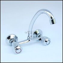 Double kitchen faucet in-wall cold and hot water vegetable basin stainless steel sink faucet rotatable