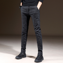 Tide brand autumn new casual pants mens 2020 slim Korean pants small feet black trousers winter plus velvet trousers