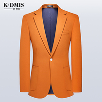 Orange and yellow blazer mens coat single suit casual autumn thin Korean version of the Tide advanced sense business loose