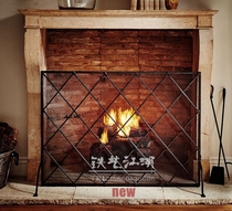 Popular wrought iron folding shelf Fujian new European-style screen fireproof net Mantel firewood frame with mesh partition