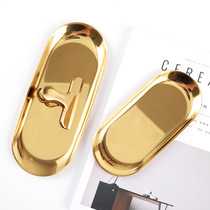 INS oval brass metal plate Small pastry jewelry plate tray decorative swing rack storage plate