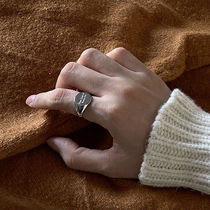 Gas field full opening: English letter round ring shaped ring through body 925 pure silver opening ring with ring female